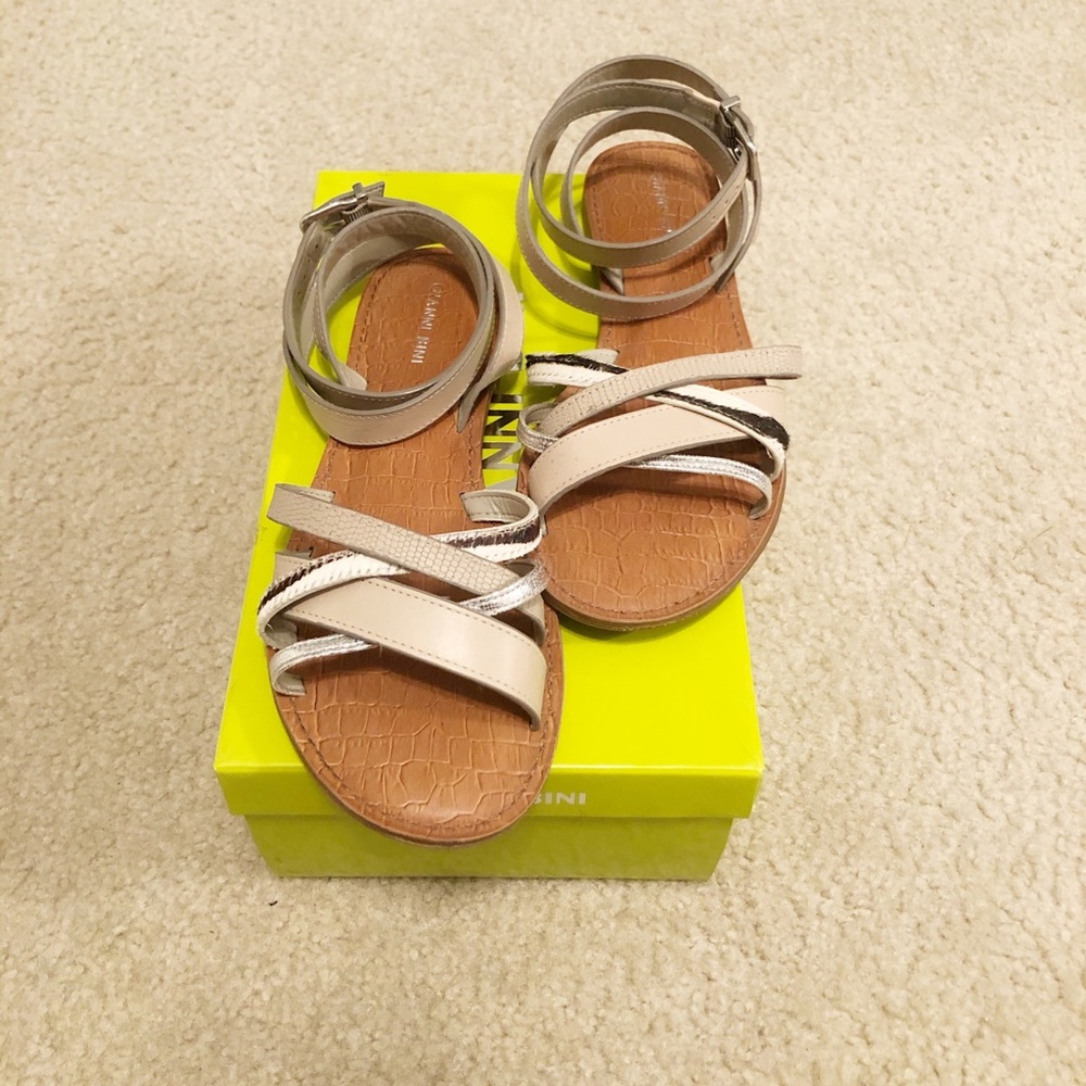 GIANNI BINI CALF HAIR WRAP ANKLE SANDALS